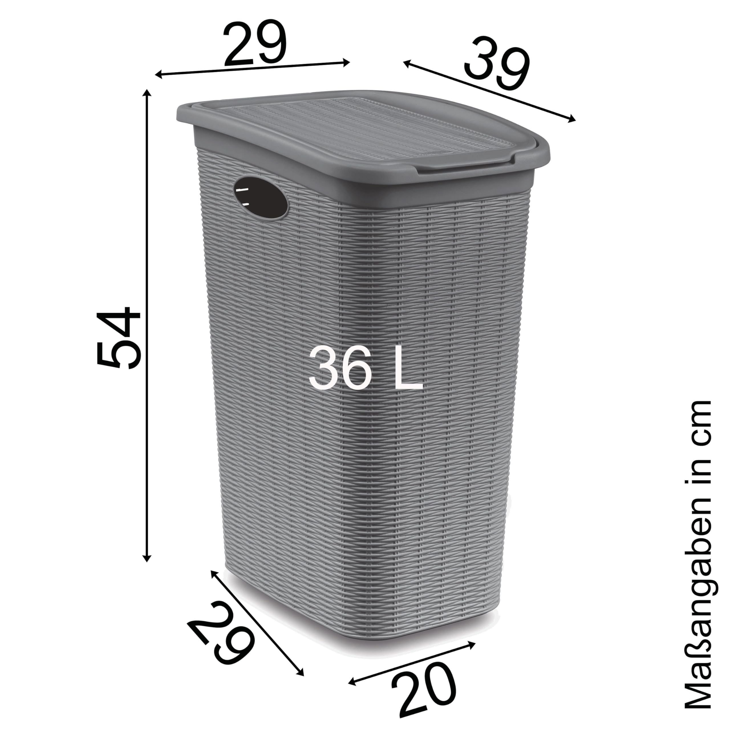 Wäschekorb 36/50L schmal und breit Hellgrau Rattanoptik Deckel 29/36cm Korb Küche, Haushalt & Wohnen