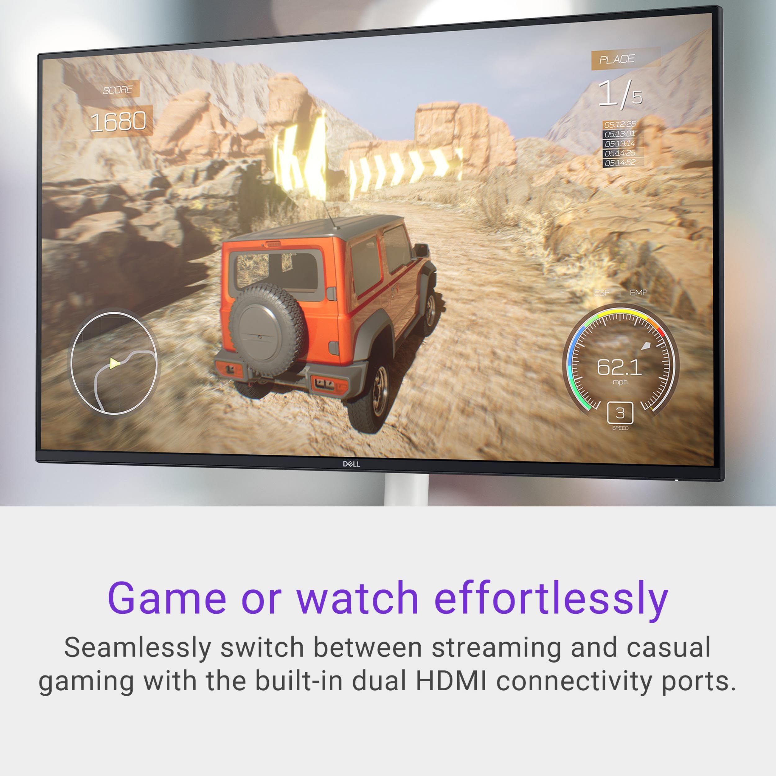 Dell S2725HS 27 Inch Monitor, FHD (1920x1080) Display, 100Hz Refresh Rate, 1500:1 Contrast Ratio, TÜV Rheinland Eye Comfort 4 Star, Integrated 2x5W Speaker, Height/Tilt/Swivel/Pivot- Ash White Color