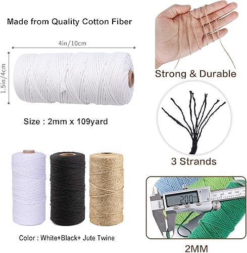 Miniatura 2 de Cordel de yute para envolver regalos paquete de 3 unidades de 984 pies cuerda de algodón natural de 039 pulgadas de grosor para envolver regalos