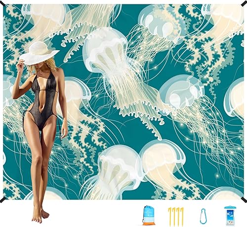 Miniatura 141 de Beach Blanket Oversized Extra Large 78" X 81",Waterproof Sandproof Beach Blanket 1-7 Adults Lightweight Durable for Travel Camping Hiking Picnic