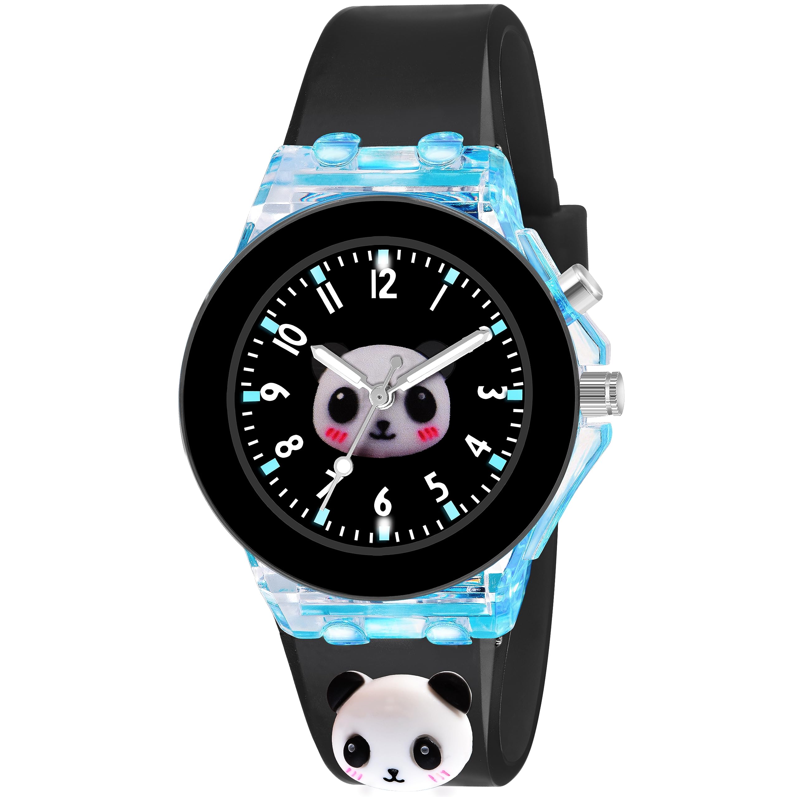 Shocknshop Nylon 3D Cartoon Analouge with 7 Color Glowing Disco Light Unisex Analogue Watch for Kids Girls and Boys (Black Dial Panda), Black Band (B0CFLKK1HG) Amazon Price History, Amazon Price Tracker
