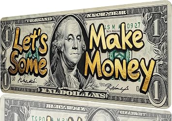 Dollar Extended Mouse Pad, Black White Gold Graffiti Lets Make Some Money Mousepad XL Large Gaming Mouse Pad Laptop Keyboard Mat Mouse Pad, XXL Extended Mouse Protector for Home Office, 31.5x11.8