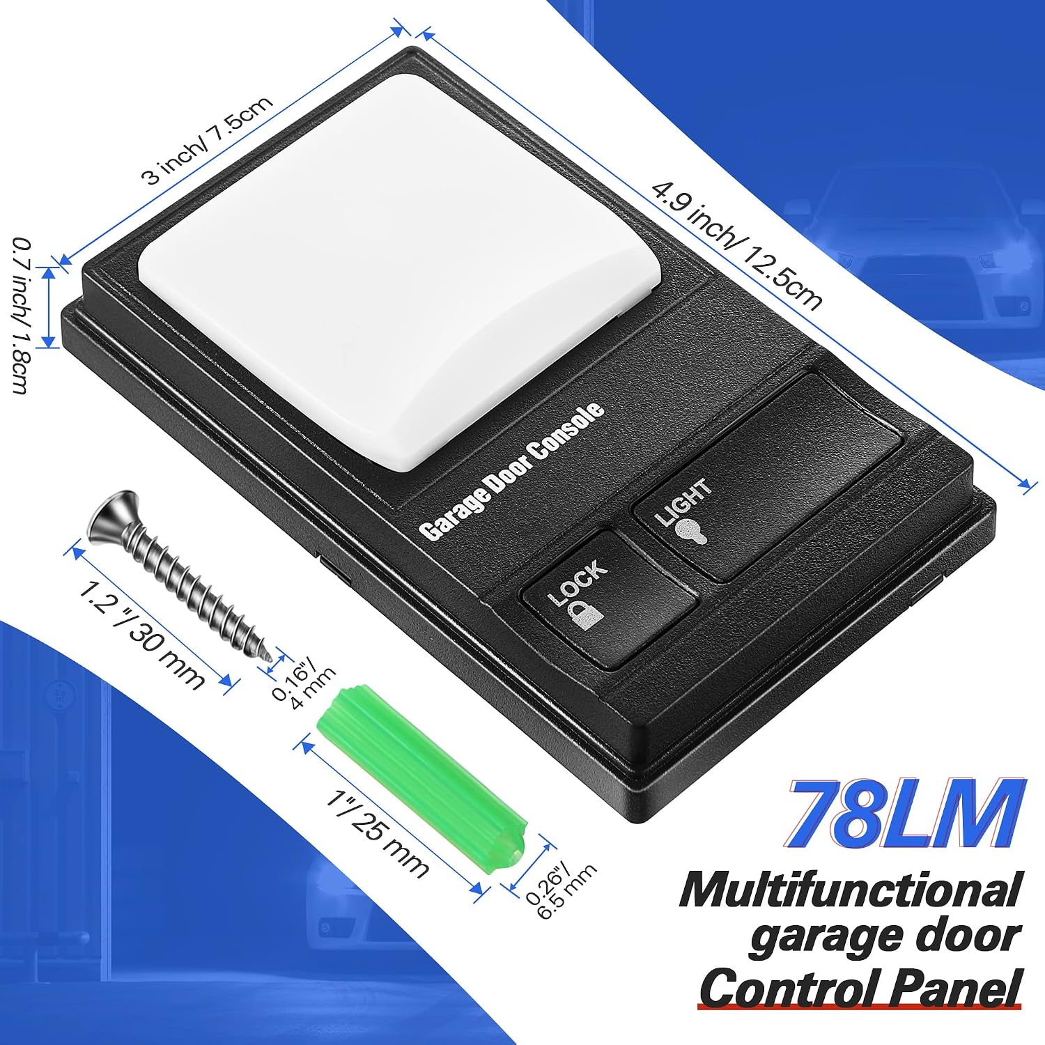 Saillong 2 Pcs Garage Door Opener Button Compatible with Liftmaster 41A5273-1 78LM, Multi Function Control Replacement Wall Panel Keypad, Garage Door Opener Wall Mount with Lighting Control