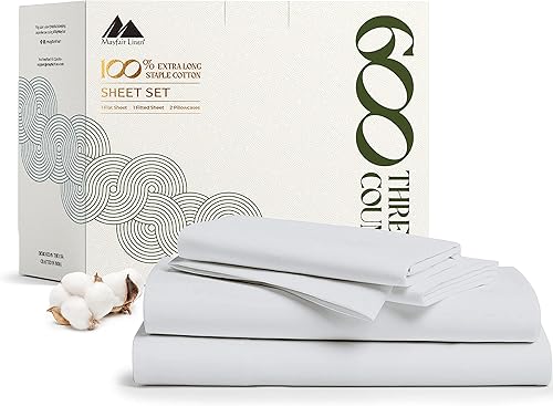 Miniatura 149 de Mayfair Linen - Juego de sábanas tamaño individual XL de 600 hilos, 100 % algodón, 3 piezas, refrescantes, en Yaxa, para colchón profundo