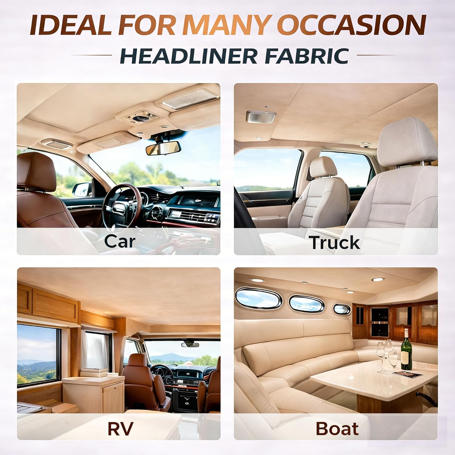 Suede Headliner Fabric 98" x 60" for Car Interior Roof Replacement Repair