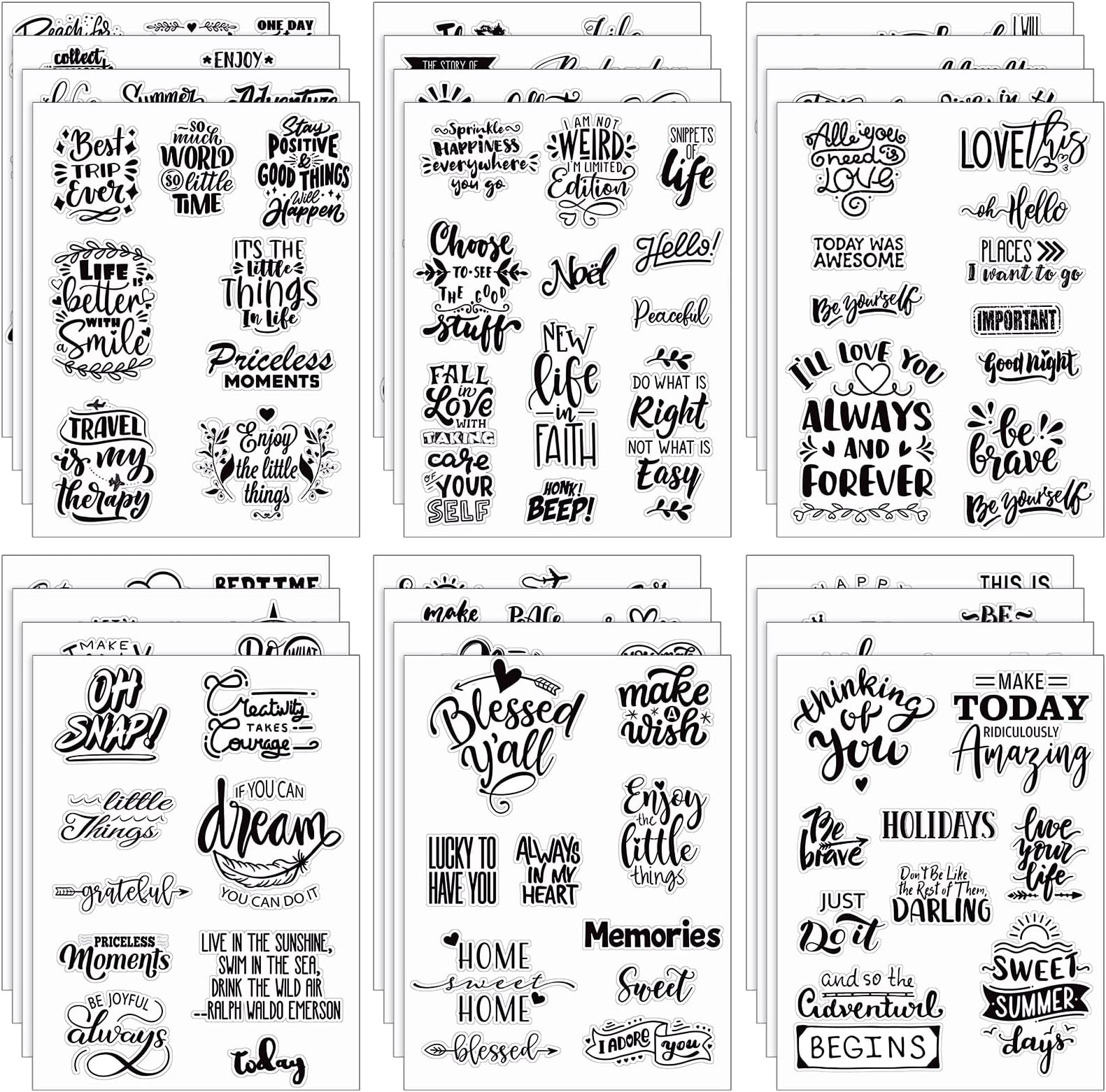 546 Pcs 24 Sheets Vintage Words Stickers for Journaling Nice Words Sentences Stickers Inspirational Scrapbook Stickers Waterproof Aesthetic Stickers for Journaling Water Bottles Laptop (Vivid Style)