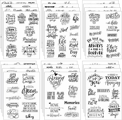 546 unidades, 24 hojas de calcomanías de palabras vintage para diario, palabras bonitas, frases, calcomanías inspiradoras para álbumes de recortes,