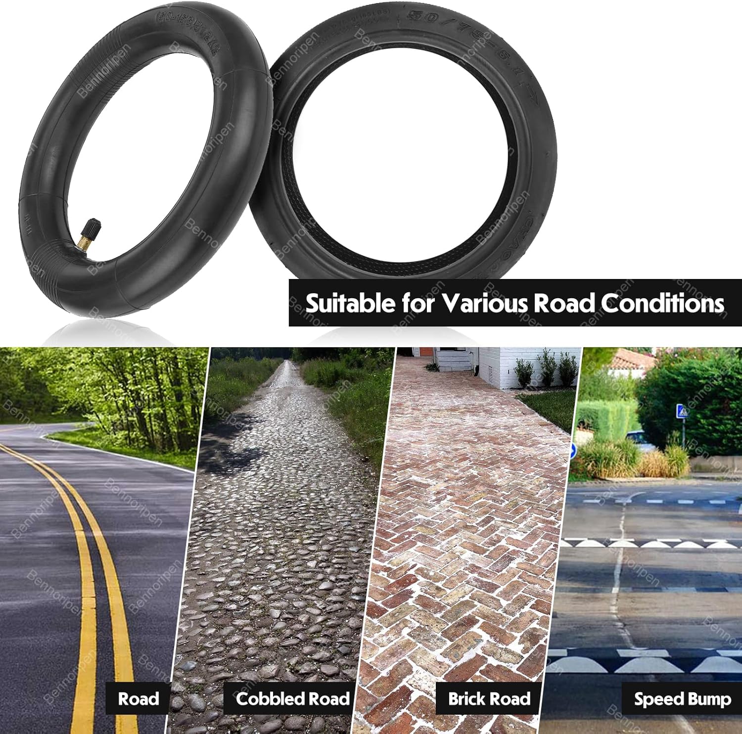 8.5 Inches Electric Scooter Tires 50/75-6.1 for M365 Electric Scooter Outer Tire 8 1/2X2 Tube Tire Replacement Inner (2 Set)