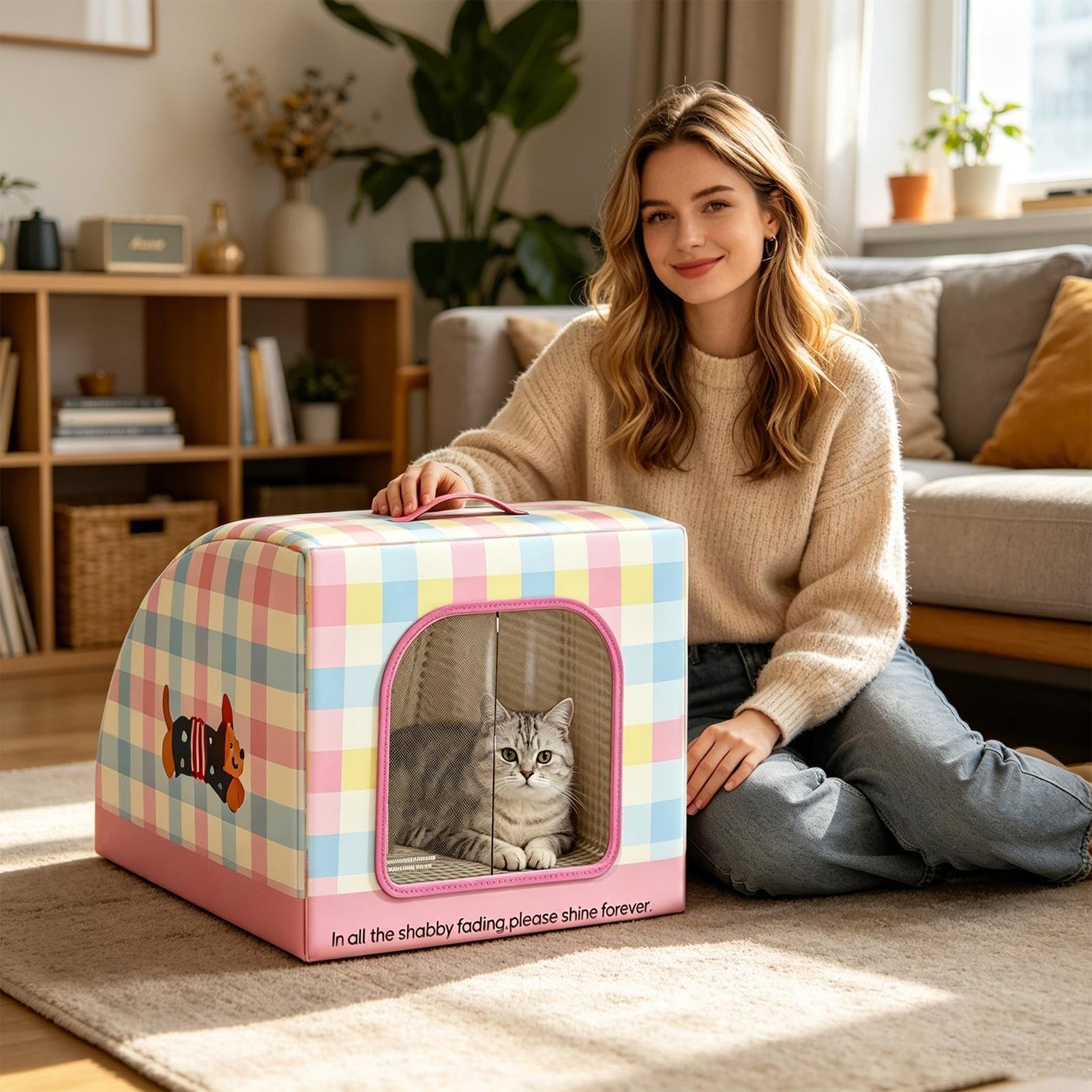 Kühlendes Katzenhaus Mit Griff - Tragbares Komfortables Isoliertes Bett, Isolierte Hundehütte Mit Kühleffekt Für Streuner, Haustiere Im Freien, Schlafzimmer, Balkone, Innenhöfe S/M/L