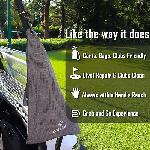 Miniatura 5 de Calbin Toalla de golf magnética, toalla de golf de microfibra de primer nivel, con herramienta de reparación de divisiones magnéticas y cepillo