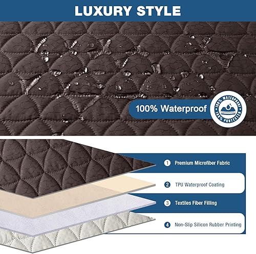 Miniatura 2 de TAOCOCO Funda reclinable 100% impermeable, con gránulo antideslizante, fundas para sillas reclinables con banda elástica, fundas para sillas