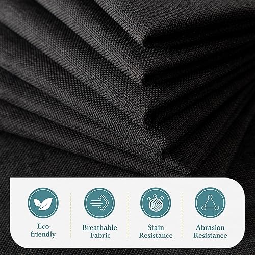 Miniatura 6 de HOOMIC Base de cama clásica tamaño Queen con cabecera copetuda con botones y respaldo de alas, cama de plataforma tapizada con fuerte soporte de