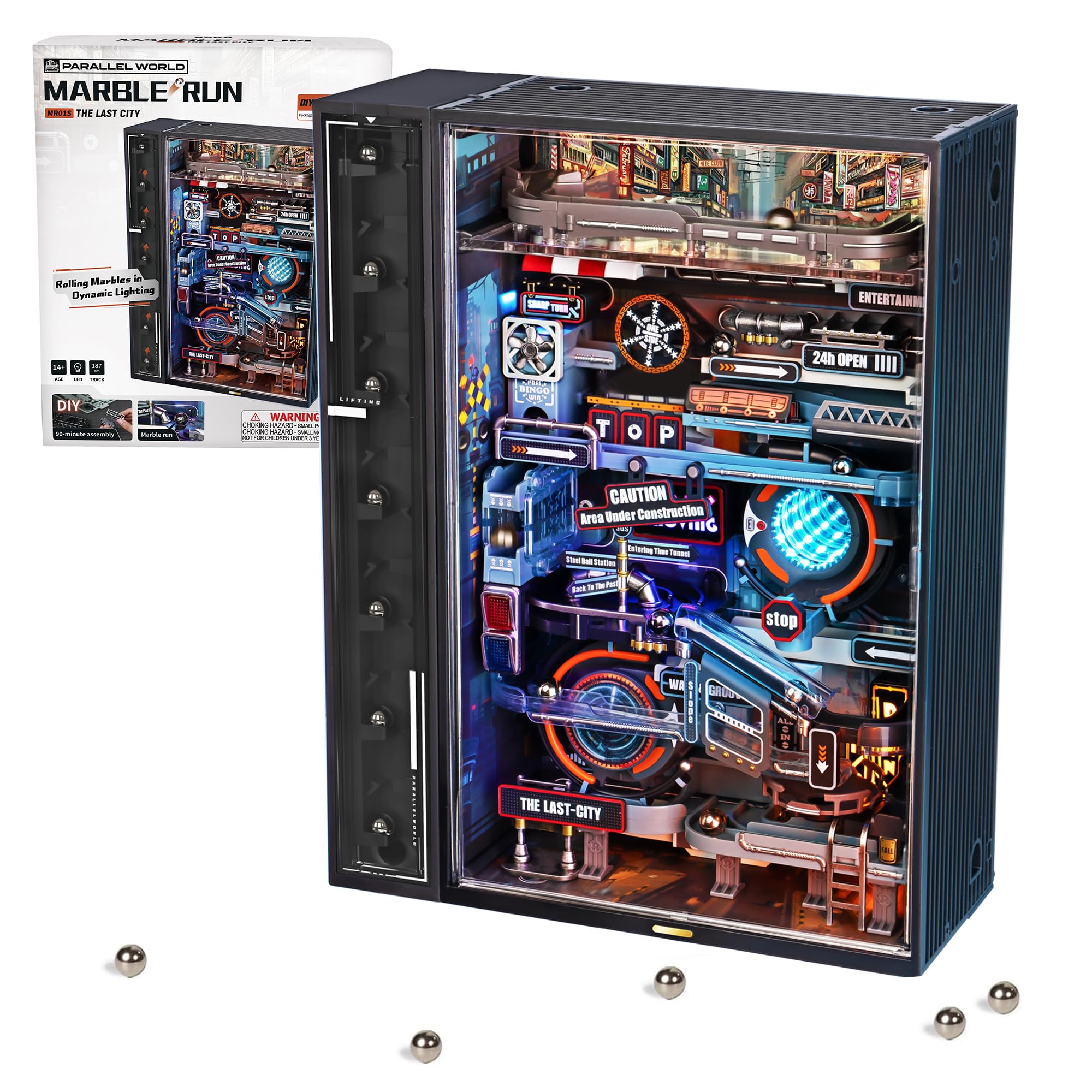 Wowood 3D Puzzles Electric Marble Run Model Kits, Building Sets for Ages 14+, 3D Puzzles for Games, STEM Toys for Kids, Boys Girl Birthday Gifts, Parallel World-The Last City