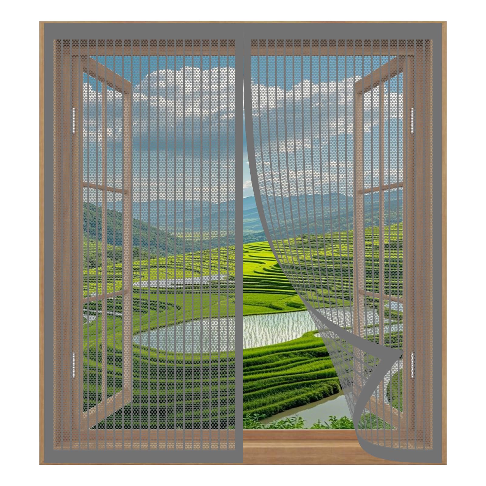 Yuanwan Grey Magnetic Fly Screen Window 117 X 135 Cm Easy Installation No Drilling Or Screwing Fly Bug Mosquito Mesh For Windows Nets To Keep Bugs Out,
