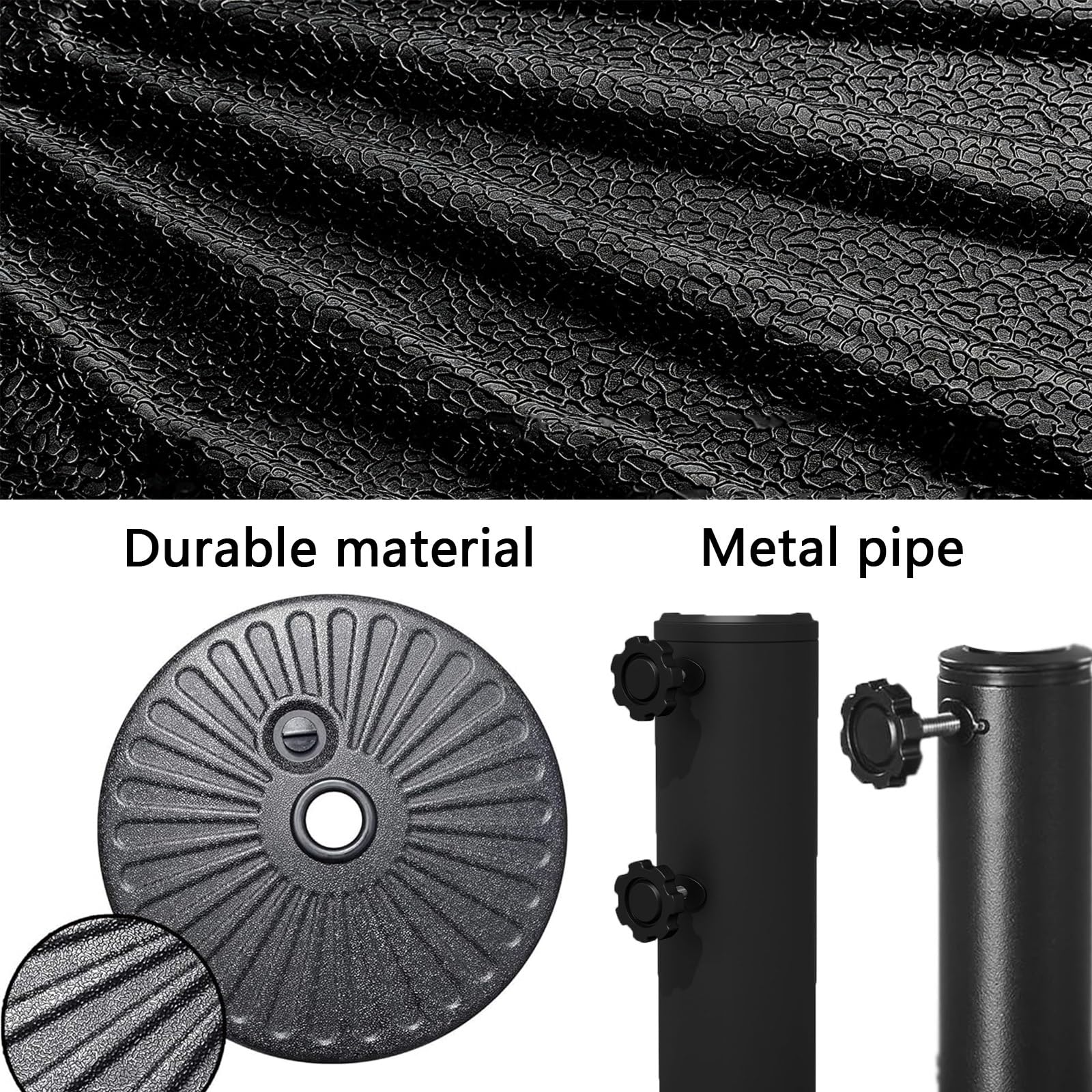 Supporto Base Rotonda, Base For Ombrellone Riempibile, Supporto Esterno | Manopola di regolazione, supporto durevole, for terrazza sul prato e ombrelloni a bordo piscina(Dual knobs)