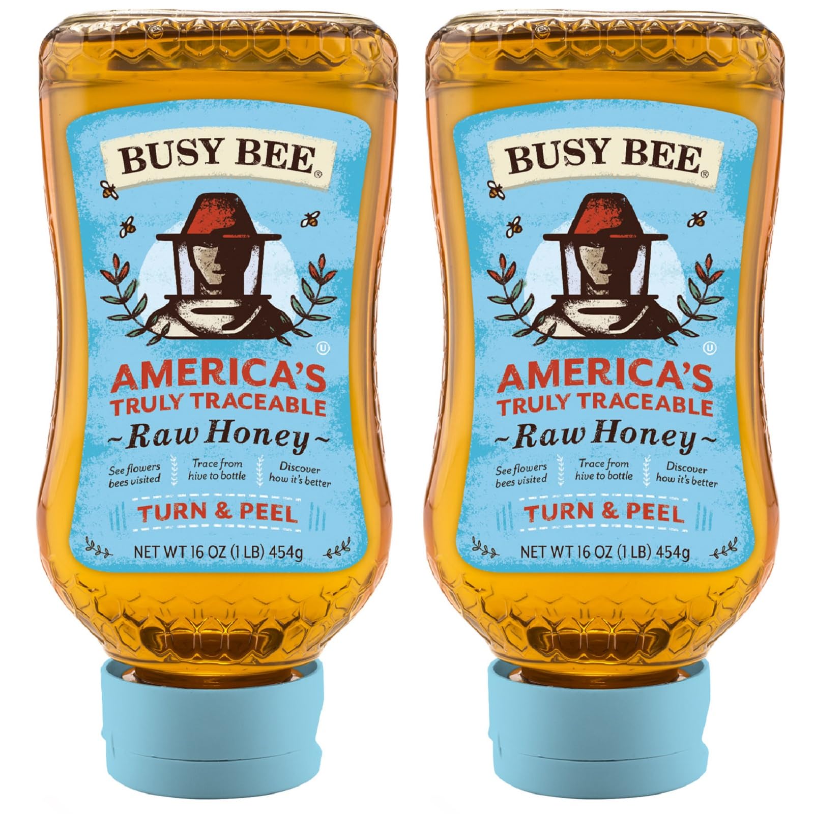 BUSY BEE Raw Unfiltered Honey (Pack of 2), 16 OZ Each, Made in the USA