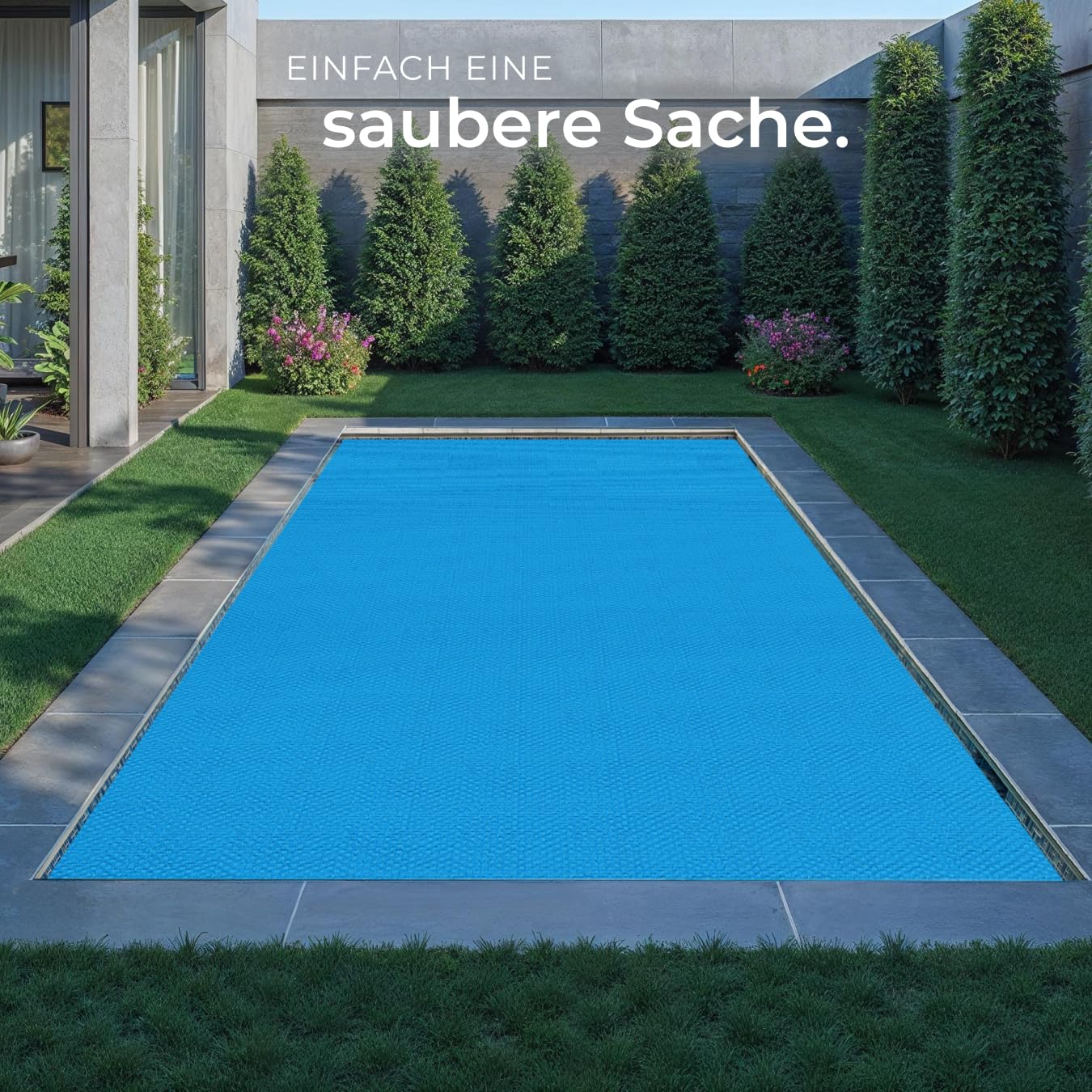 tectake® Poolabdeckung rechteckig, Solarplane Pool rechteckig, Poolzubehör Abdeckplane für Aufstellpool, Pool Garten, Pool Abdeckung mit Noppenfolie als Solar Poolheizung - 3,66x7,32 m
