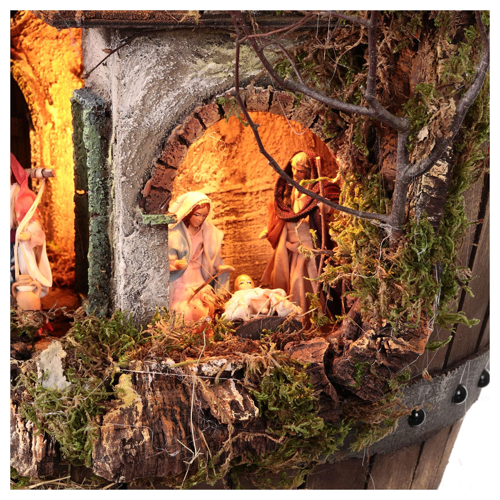 Holyart Barrel Windmill Nativity LED Statue 8 cm 60x35x25 cm Neapolitan, EmptyDepth: 25 cm|Width: 35 cm|Height: 58 cm
