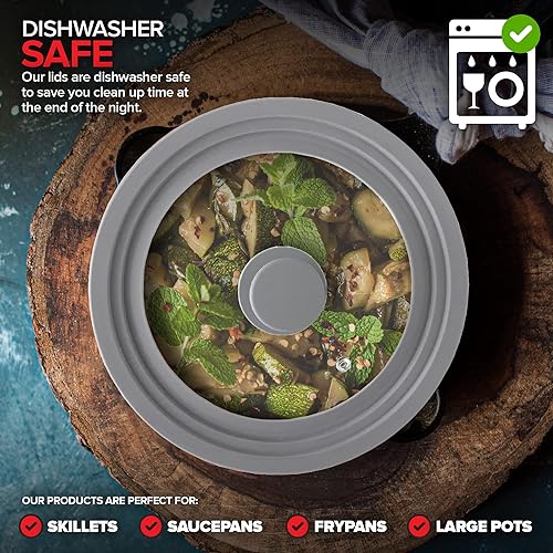 Miniatura 8 de Modern Innovations Tapas universales juego de 2 para utensilios de cocina de 7 a 12 pulgadas tapa de silicona de repuesto cubiertas superiores de