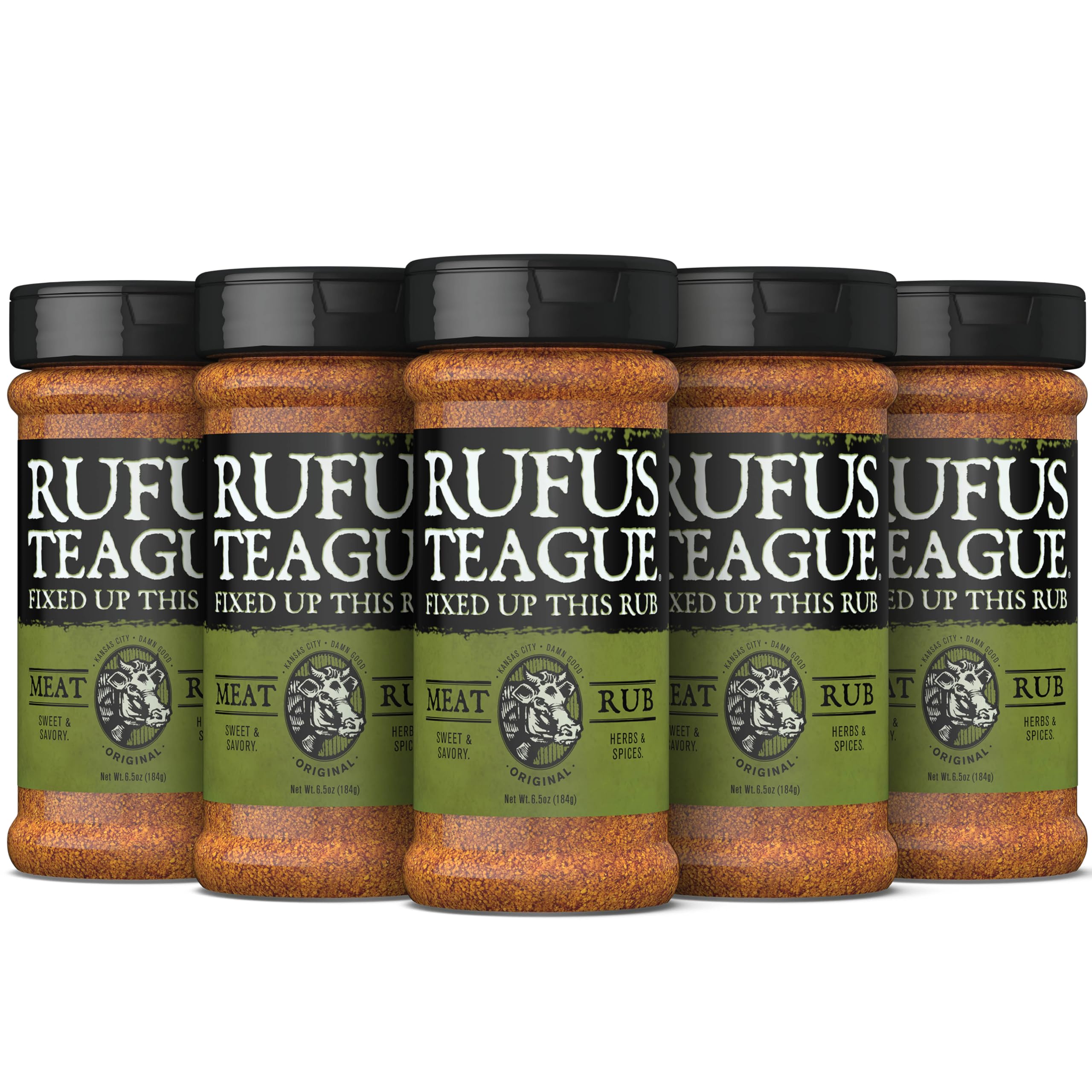 Rufus Teague - Meat Rub - Premium BBQ Rub - 6.5oz Bottles - 6 Pack