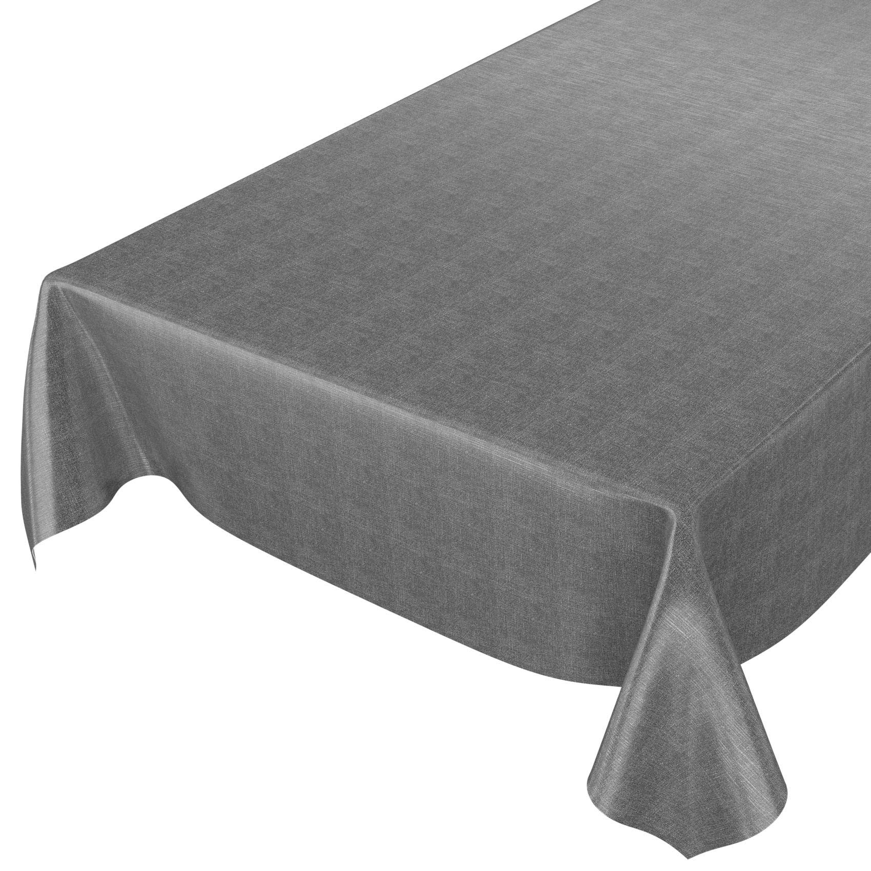Anro, oilcloth, wax tablecloth, linen look, Wax Cloth, charcoal, 200 x 140cm Schnittkante