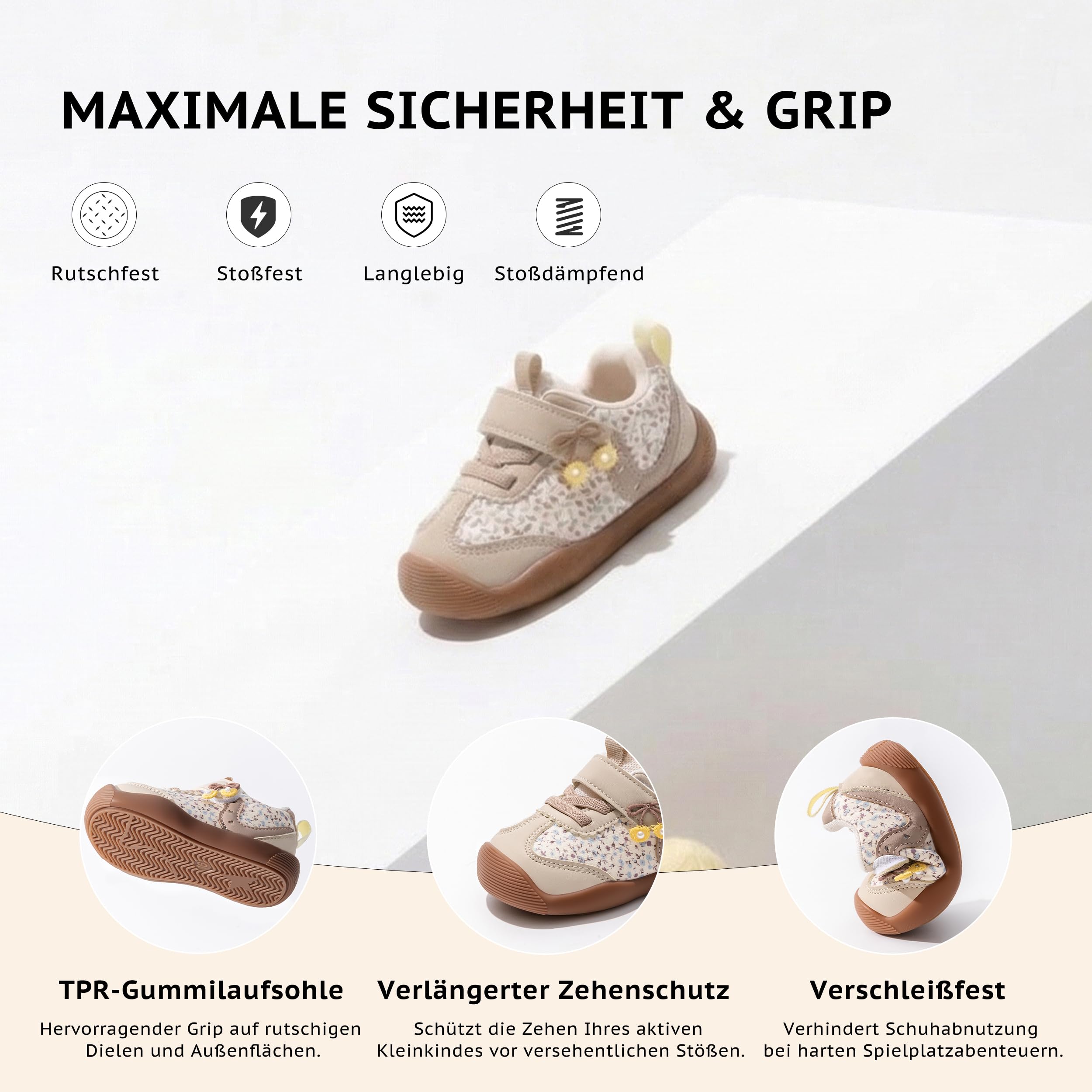 Baby Lauflernschuhe Jungen Mädchen Leichte Turnschuhe mit Rutschfester Gummisohle Atmungsaktiv Weiche Sohle Breite Zehenkammer für Kleinkinder Indoor Outdoor