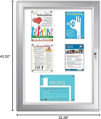 Miniatura 9 de M&T Displays Tablón de anuncios magnético de alta calidad de aluminio de 32.28 x 42.52 pulgadas, tablero de anuncios plateado para exteriores,