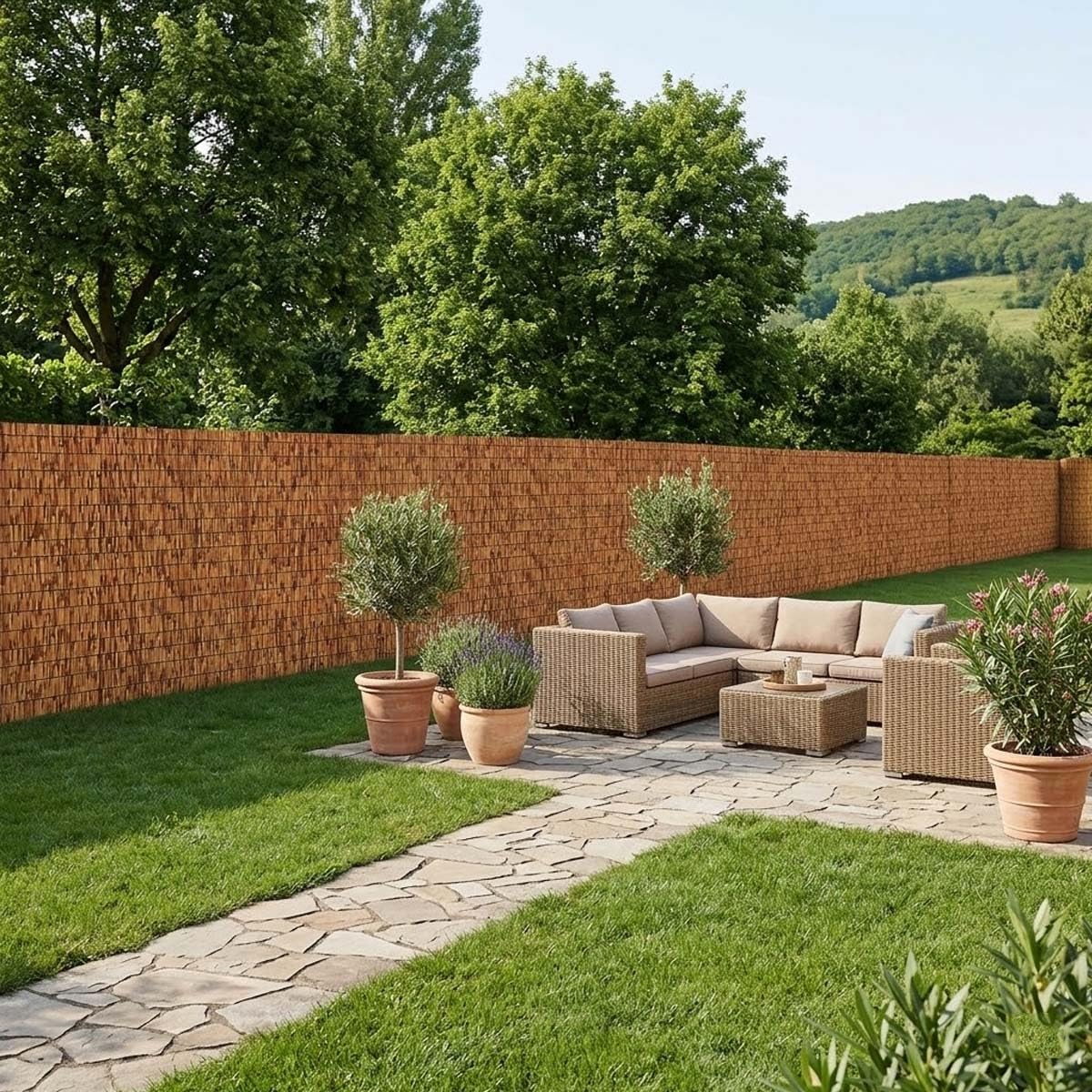 Cañizo de Bambú y Caña Pelada para Ocultación de Balcón, Rollo de valla de Cerramiento Natural Exterior, Malla de Privacidad para Terraza y Jardín 50/60/80/120/160cm(marrón,180x60cm)