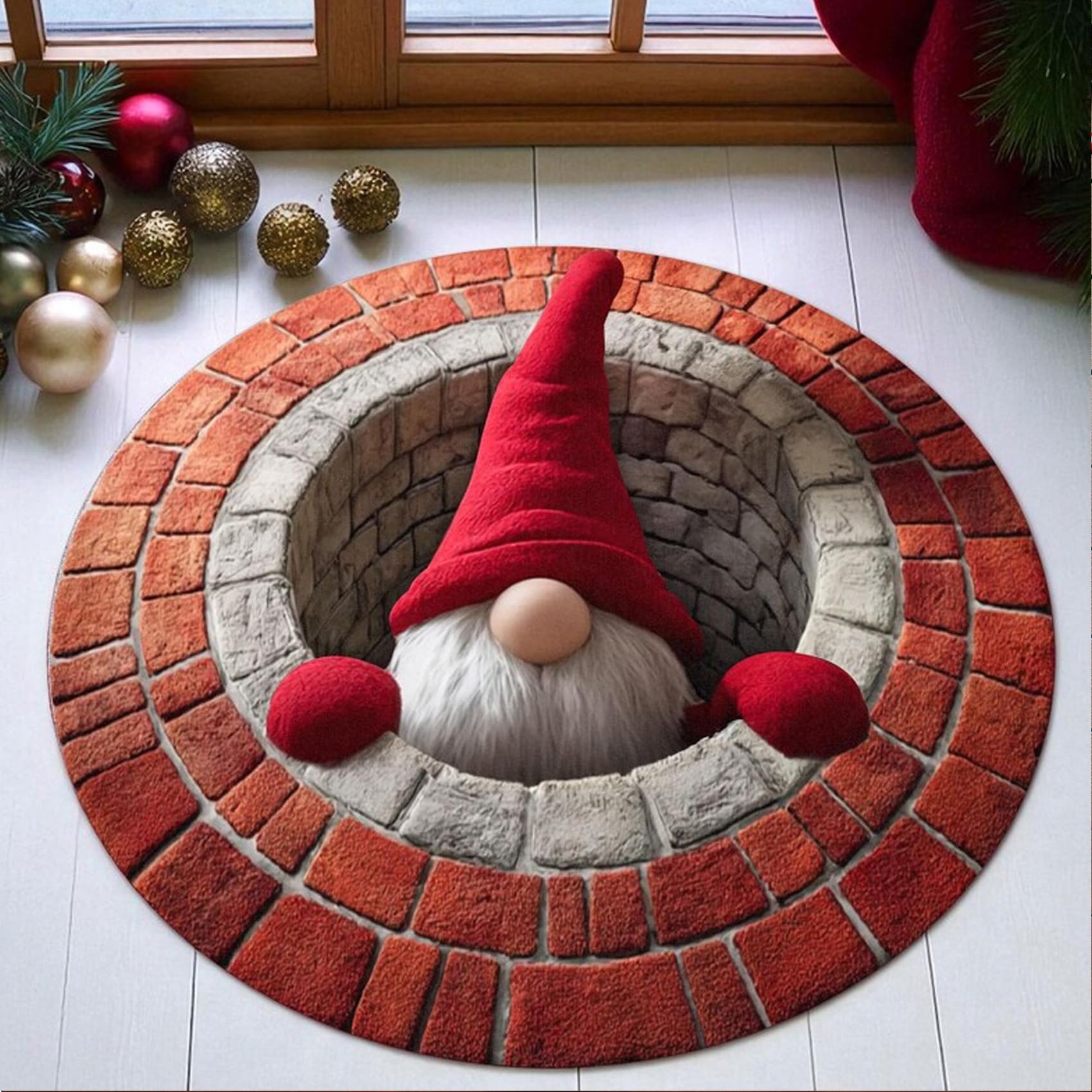JUXDZISHW Front Door Mat Outside Entrance, 3D Optical Illusion Area Rug for Living Room Christmas 3D Trap Optical Visual Illusion Rugs Playroom Floor Carpet Mat 40/50/60/80100cm,X,100 * 100