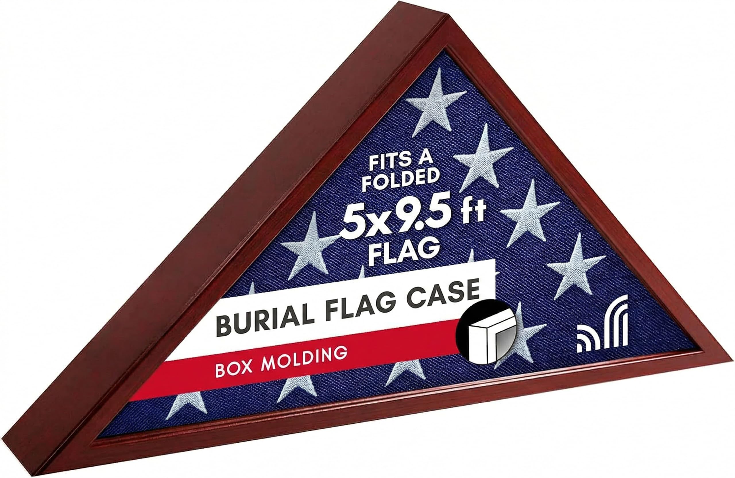 Americanflat Large Flag Display Case - Fits Folded 5x9.5' Burial Flags - Silhouette Collection - Display Box for Wall or Tabletop - Mahogany