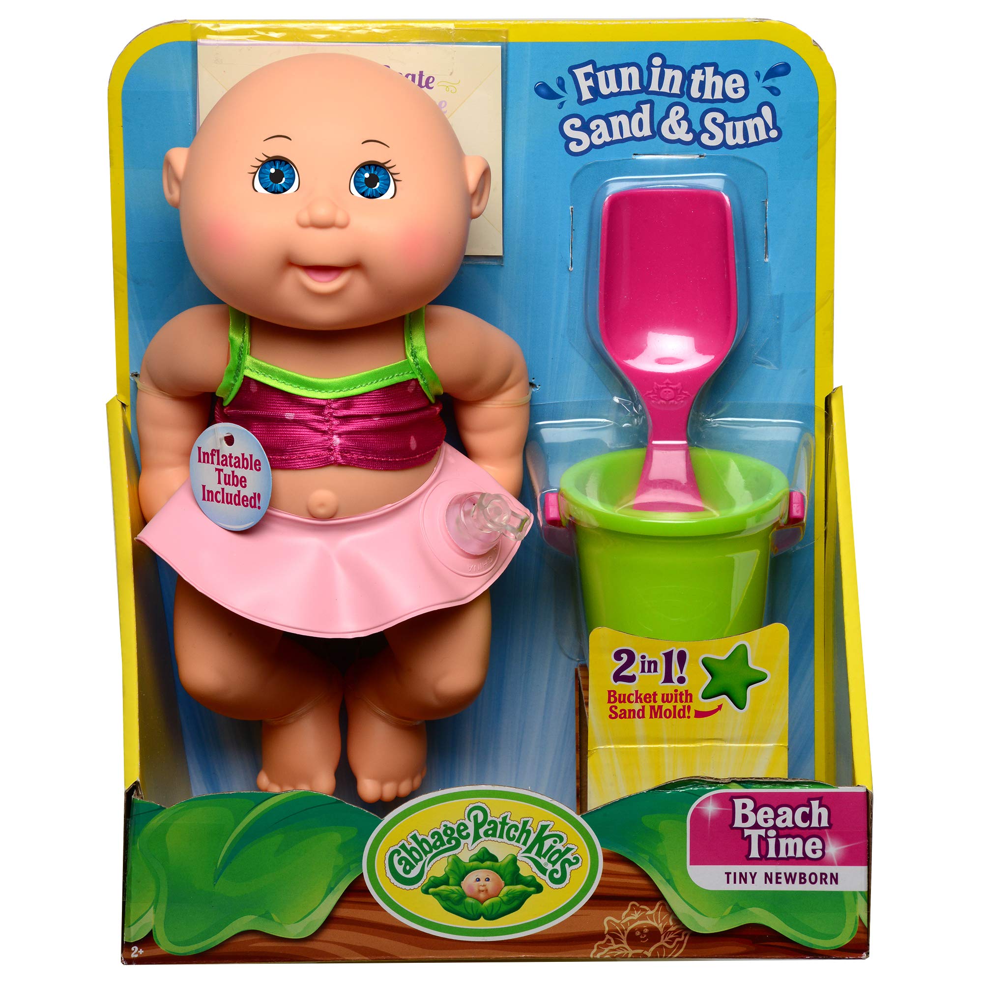 Cabbage Patch Kids Beach Time Tiny Newborn with Pink Toy Floatie, Pail