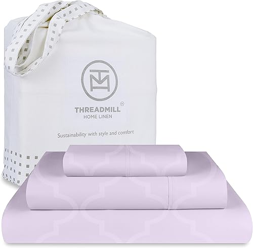 Threadmill Juego de sábanas de algodón tamaño individual, sábanas 100% algodón para cama de tamaño individual, juego de sábanas de satén jacquard