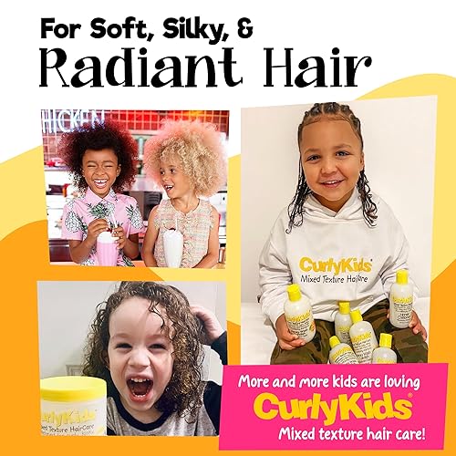 Miniatura 6 de CurlyKids Paquete de spray súper desenredante con spray desenredante para el cabello, champú para niños, acondicionador, gel y crema para cabello