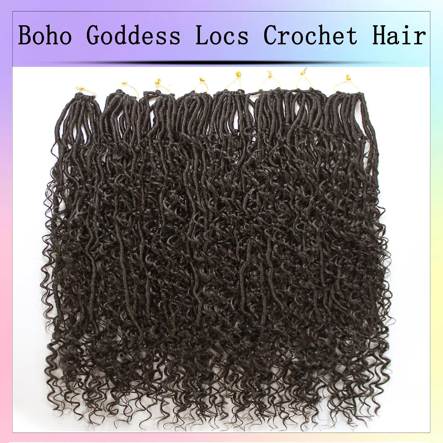 Boho Faux Locs Crochet Hair 18 Inch Goddess Locs 8 Packs Boho with Curly Ends Pre-looped Long Bohemian River Locs Crochet Hair for Black Women(18Inch,#4)
