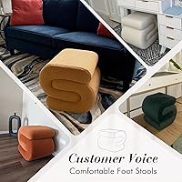 Vista 7 de FOXHUNTER Otomano Moderno Tapizado en Terciopelo, Cómodos Taburetes de Pie de Terciopelo, Exquisito Puf de Mesa Auxiliar Taburete Suave para Naranja