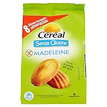 CÉRÉAL MADELEINE Senza glutine, Latte e Lattosio, Madeleine Classica, Ricetta Originale Francese, Snack per la Merenda di Adulti e Bambini, Ottimo a Colazione, 8 Monoporzioni