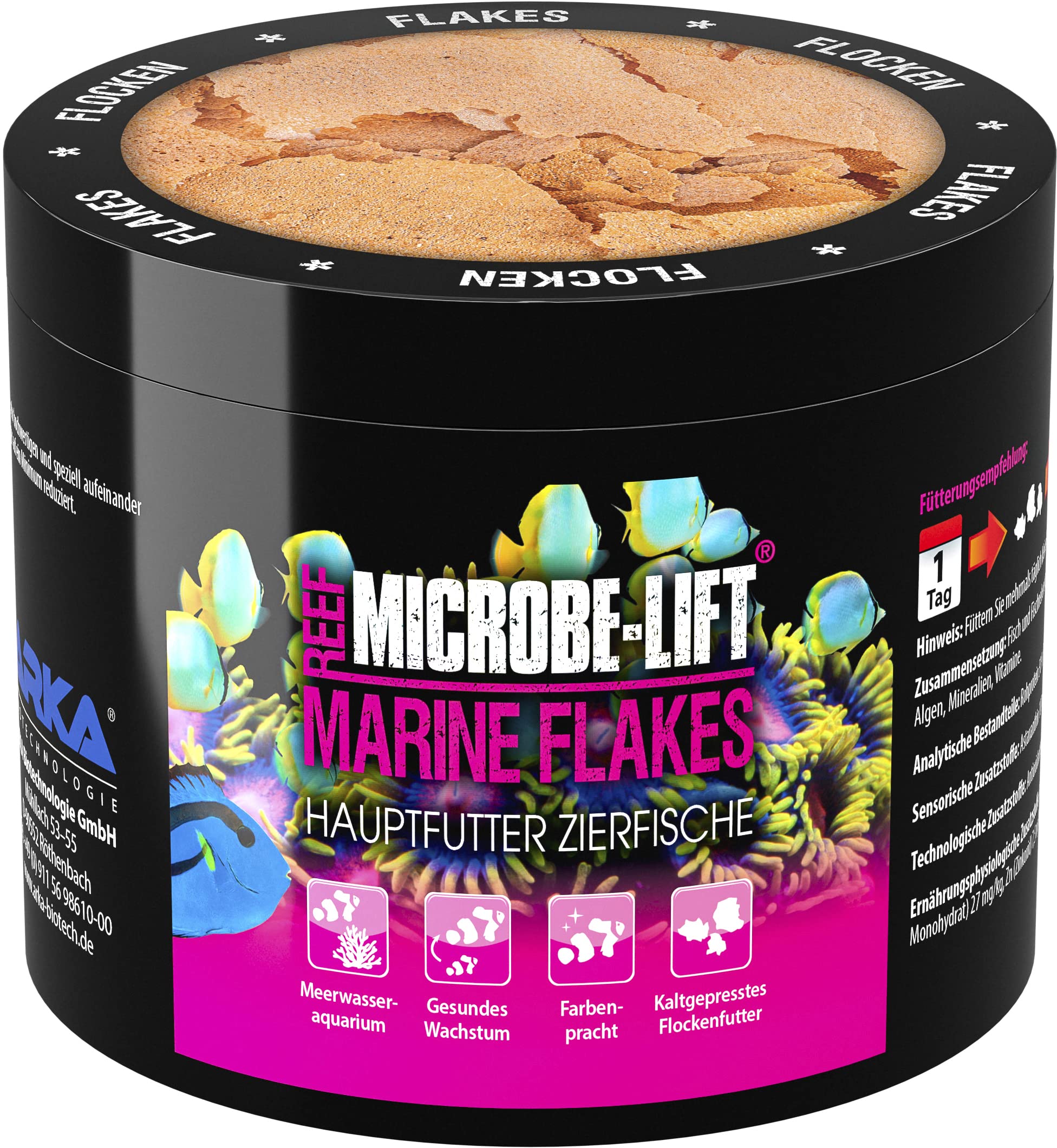 MICROBE-LIFT Alimento en escamas marinas, alimento completo para todos los peces de cualquier acuario de agua salada, 500 ml / 50 g