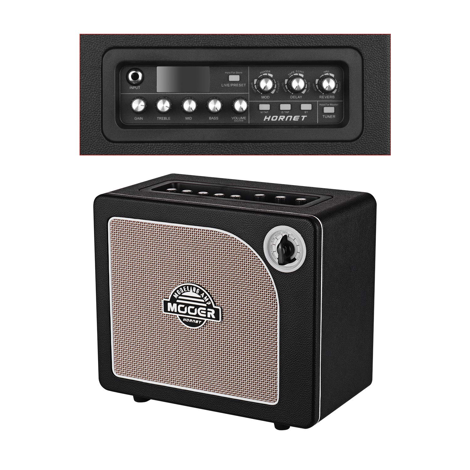 HORNET BLACK - Amplificatore digitale per chitarra, 15 Watt, modello 9 ampere, modulazione integrata, ritardo, effetti di riverbero, accordatore di chitarra modalità Live