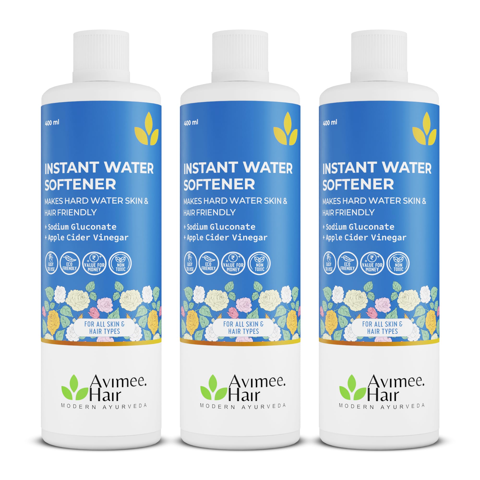 Avimee Herbal Instant Water Softener | Makes Your Water Hair & Skin Friendly | Reduces Hair Fall & Skin Itching |Disables Hardness & Maintains pH Level | Non Toxic & 100% Safe (400ml each (Pack of 3))-image-14