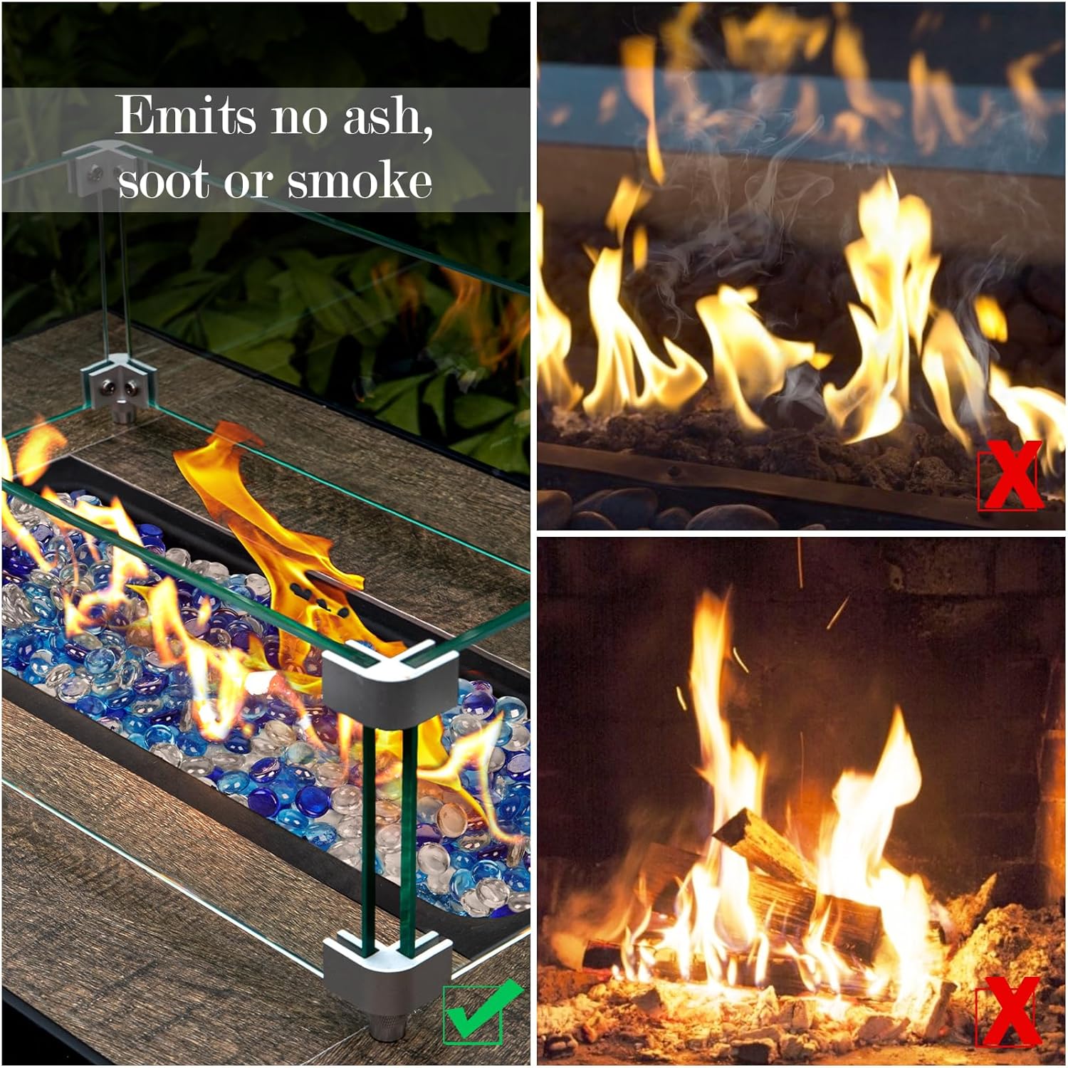 GASPRO 10 lbs Fire Pit Glass for Propane Fire Pit, 3/4 Inch Fire Glass Beads for Fireplace Fire Pit Table, Glass Rocks for Landscaping- Mixed Colors - Image 4