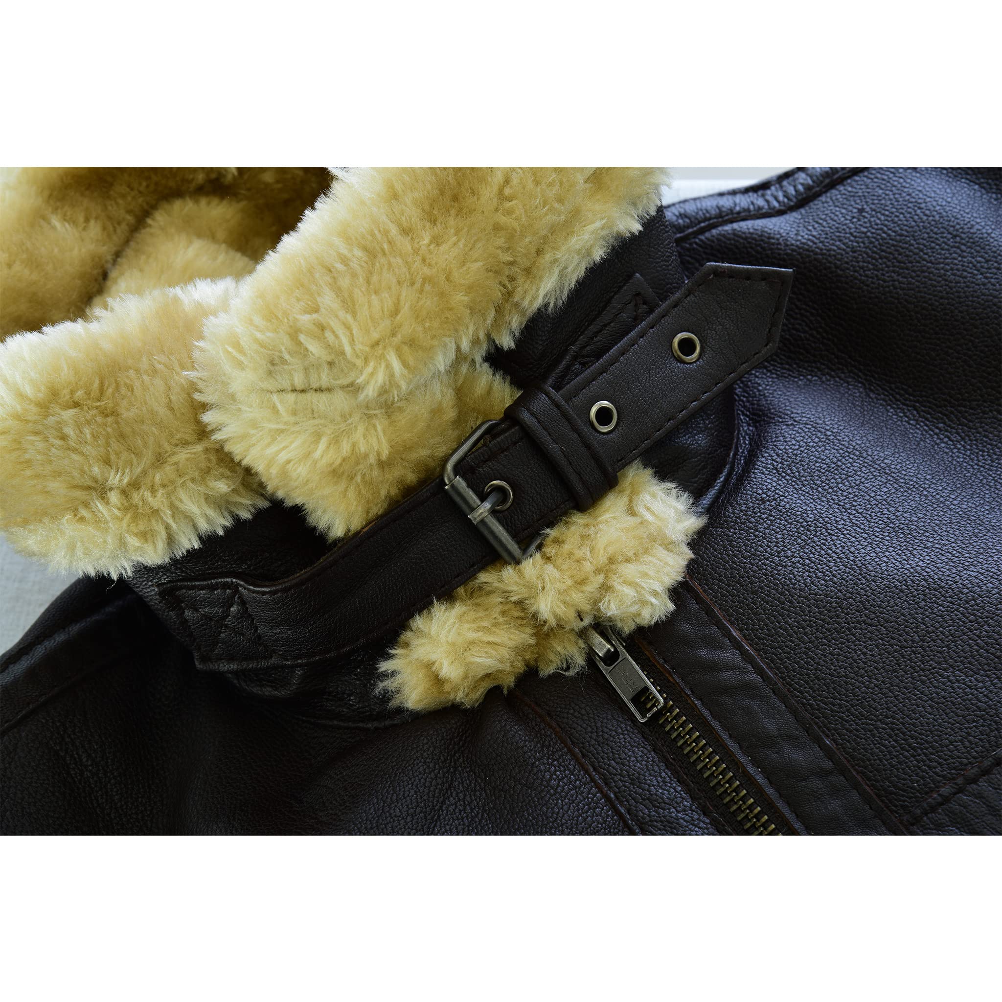 Leatherick Hombre Marrón Aviator estilo chaqueta de piel de cabra Vintage Bombardeo Chaqueta de vuelo