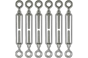 6Pcs M6 Stainless Steel 304 Eye and Eye Turnbuckles for Maximum Shade