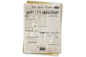 17th Wedding Anniversary Gifts - Large 17th Anniversary Card Gift Ideas for Parents