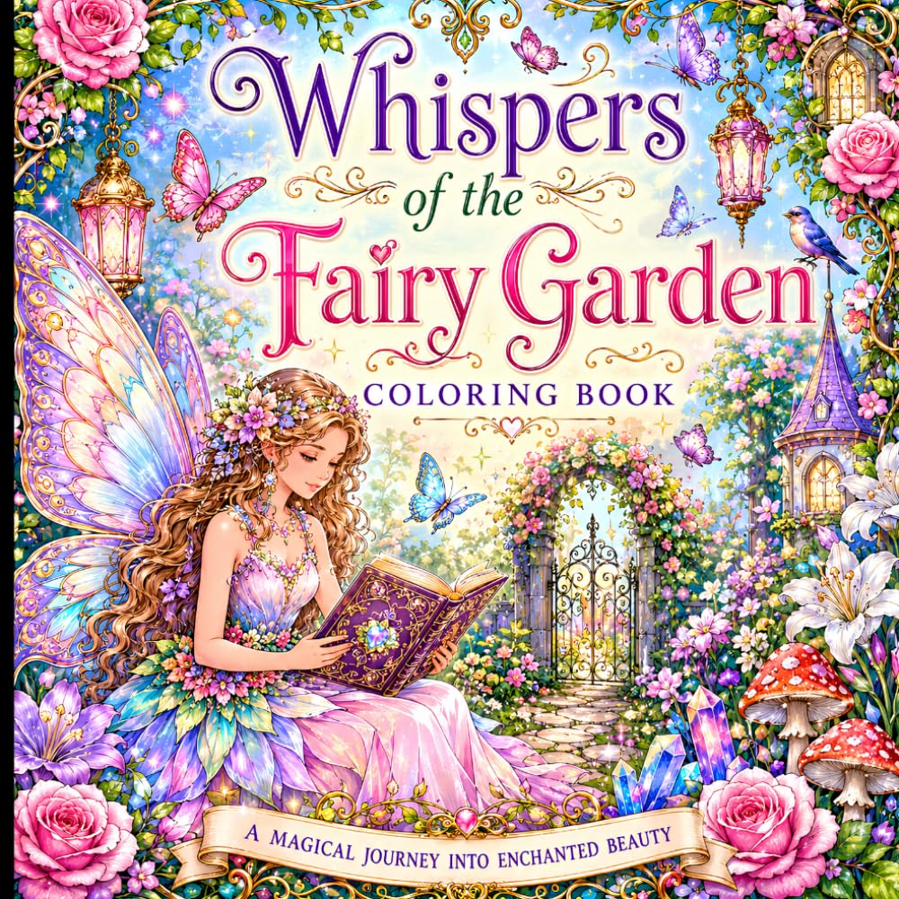 Whispers of the Fairy Garden: A Fantasy Coloring Journey Through Fairy Villages, Blooming Flowers, Butterflies, Mushrooms, and Magical Woodland Wonders
