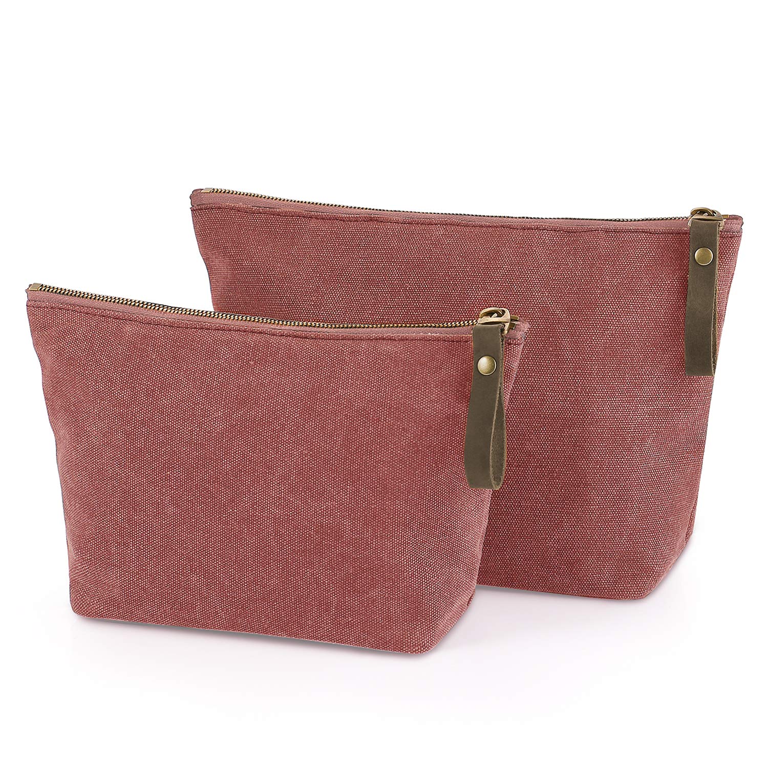 SMRITI Canvas Large Cosmetic Bag Travel Makeup Organizer Pouch Toiletry Bag for Women Portable Daily Storage Organizer Coin Purse Holder Zipper Closure