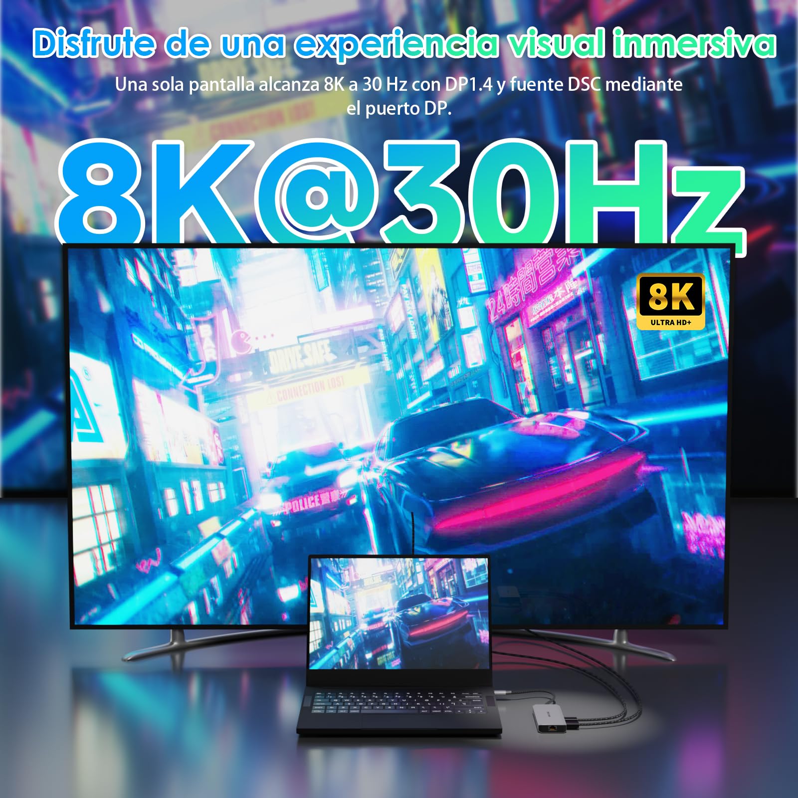 WAVLINK Estación de Acoplamiento para portátil, Displayport Docking Station con Dual DP, HDMI, 100W PD IN, 10Gbps USB A/C, Puerto 2.5G Ethernet para DELL/HP/Lenovo etc.