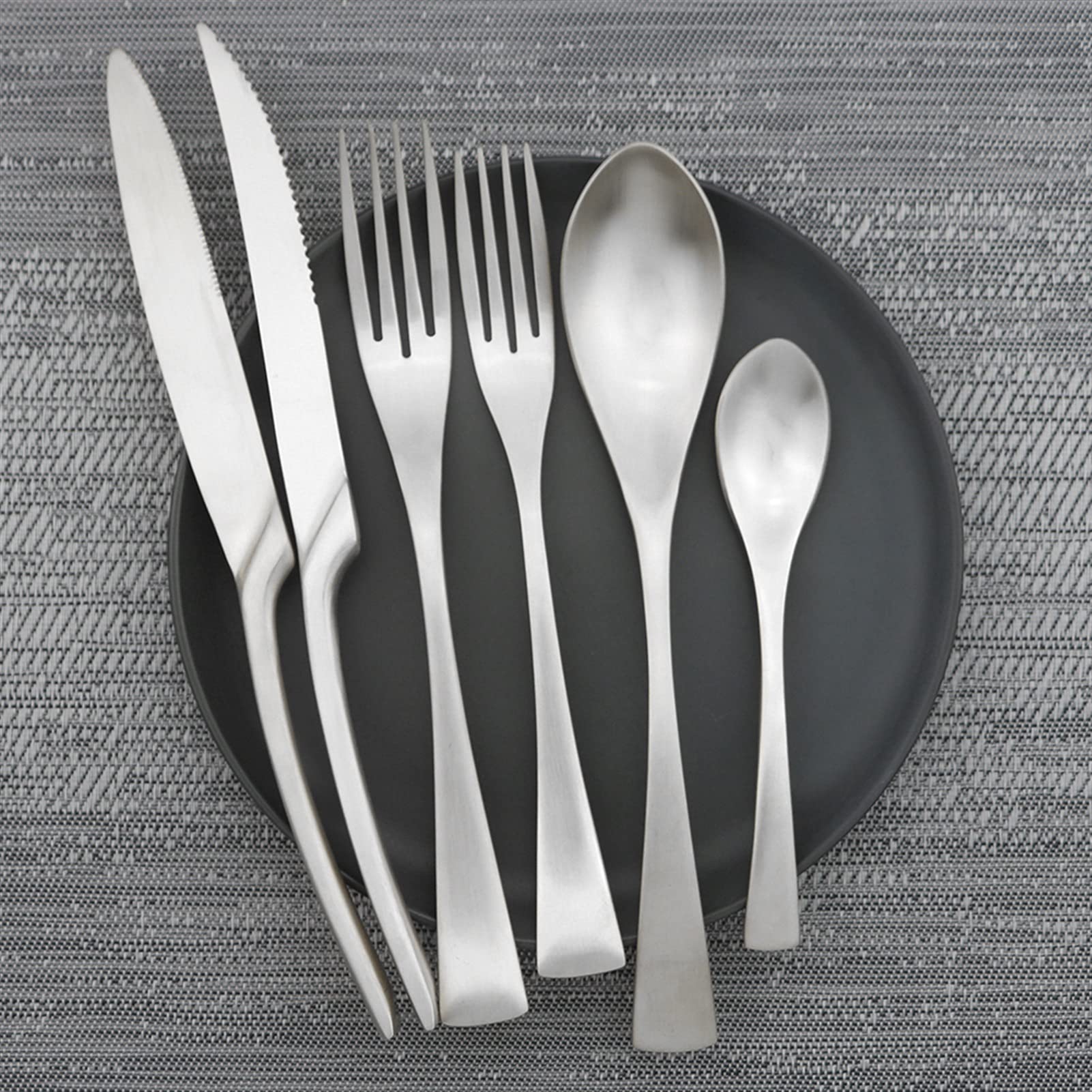 6 piezas de lujo mate silver filete cuchillo vajilla Set de vajilla de acero inoxidable CUCHILLO DE CUCHILLO DE CUCHILLOS CUENZADOR