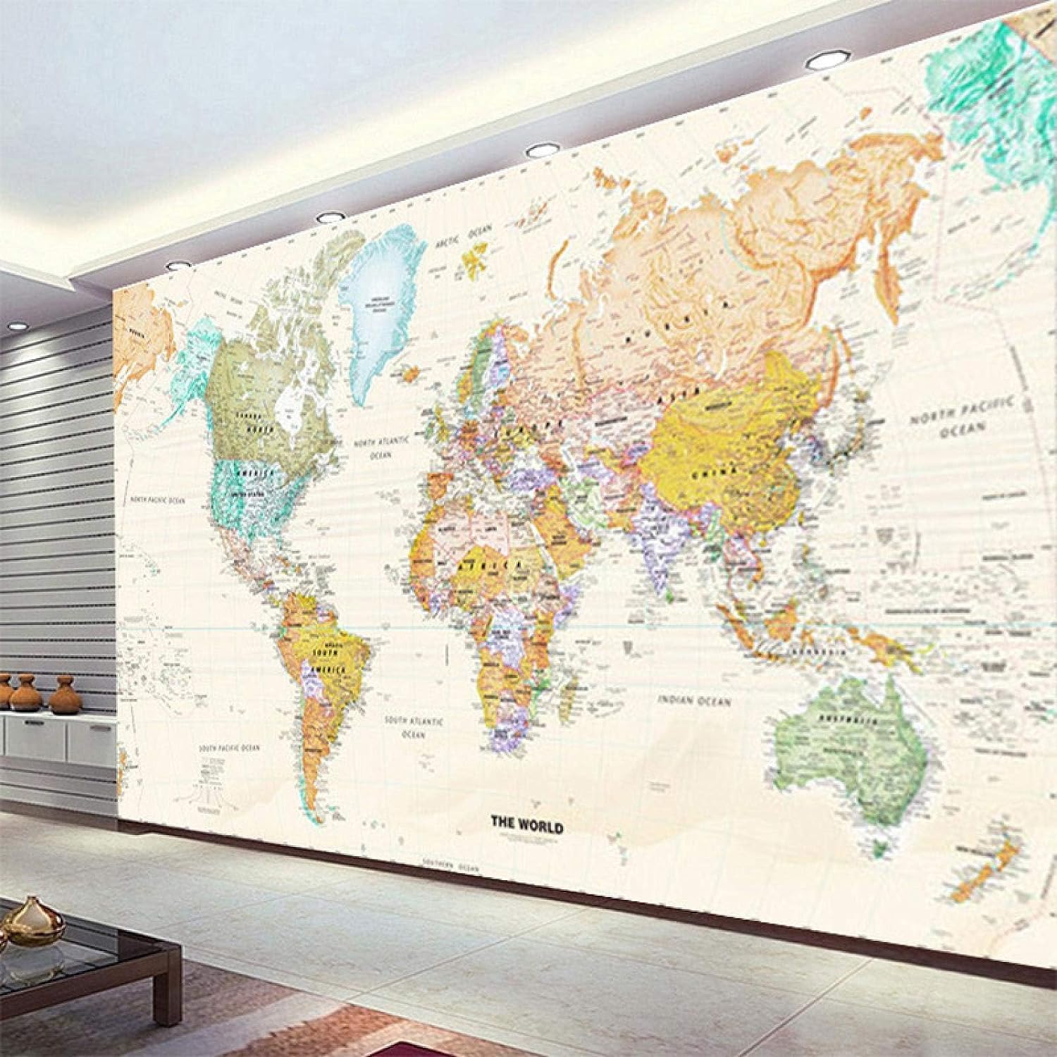 World Map Wall Mural, Classic and Practical 3D Large Wallpaper Peel and Stick Self-Adhesive Removable Wall Decor Stickers,for Living Room Bedroom TV Sofa Background,59" W x 39.4" H