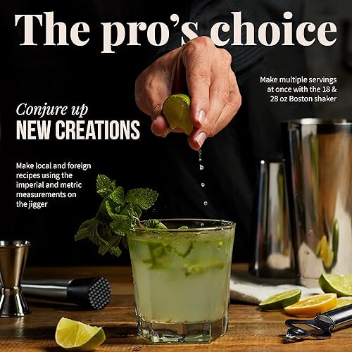 Miniatura 3 de Mixology & Craft Kit de camarero  Juego de 13 piezas que incluye cóctel de acero inoxidable con soporte de bar y coctelera Boston, perfecto para