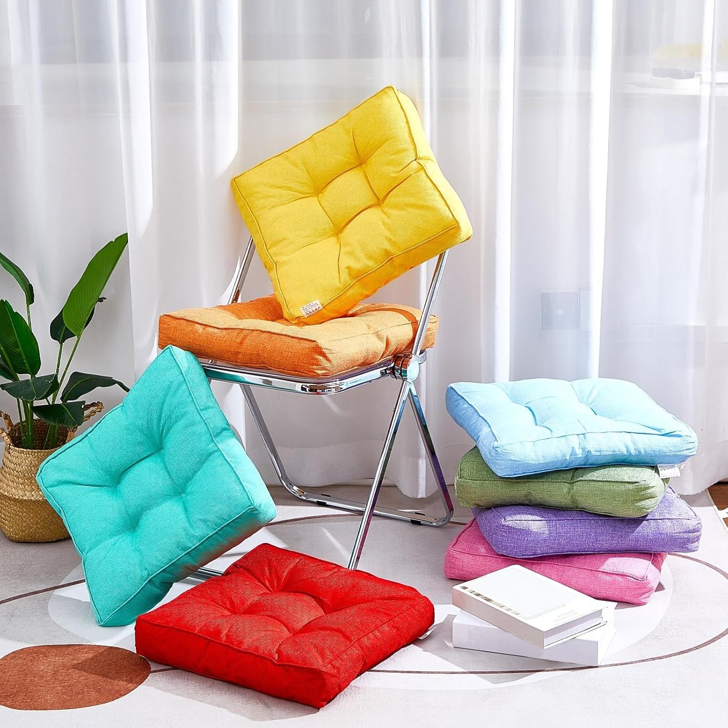 8 Stück 40*40 cm Kissen für Kinder Bodenkissen Flexible Sitzkissen 3,5'' dick Flexible Sitzmöbel für Klassenzimmer Meditationssitzkissen für zu Hause Kinderzimmer Yoga-Dekoration(Rainbow Color)